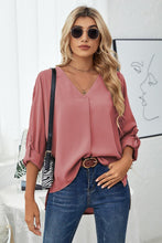 Load image into Gallery viewer, Roll-Tab Sleeve V-Neck Blouse