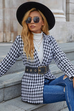 Load image into Gallery viewer, Houndstooth Lapel Collar Long Sleeve Blazer
