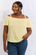 Load image into Gallery viewer, Culture Code On The Move Full Size Off The Shoulder Flare Sleeve Top in Sand Yellow