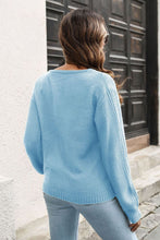 Load image into Gallery viewer, Ribbed Scoop Neck Long Sleeve Pullover Sweater