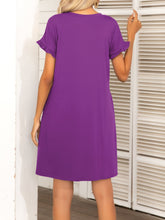 Load image into Gallery viewer, Round Neck Flounce Sleeve Dress with Pockets