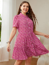 Load image into Gallery viewer, Plus Size Printed Short Sleeve Collared Dress