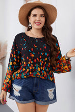 Load image into Gallery viewer, Plus Size Floral Round Neck Long Sleeve Blouse