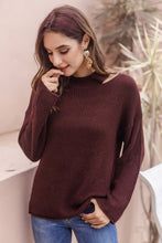 Load image into Gallery viewer, Round Neck Cutout Dropped Shoulder Sweater