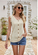 Load image into Gallery viewer, Full Size Decorative Button Eyelet Tied Tank