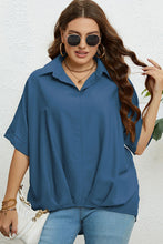 Load image into Gallery viewer, Plus Size Collared Half Sleeve Hem Detail Top