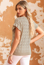 Load image into Gallery viewer, Round Neck Short Sleeve Cable-Knit Top