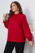 Load image into Gallery viewer, Plus Size Frill Trim Flounce Sleeve Round Neck Blouse