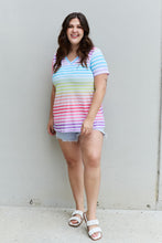 Load image into Gallery viewer, Heimish Out And Proud Full Size Multicolored Striped V-Neck Short Sleeve Top