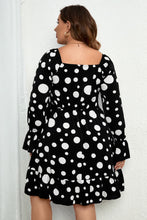 Load image into Gallery viewer, Plus Size Polka Dot Sweetheart Neck Flounce Sleeve Mini Dress