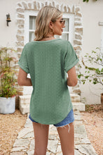 Load image into Gallery viewer, Full Size Round Neck Eyelet Short Sleeve Top