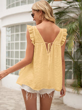 Load image into Gallery viewer, Tie Back V-Neck Ruffled Blouse