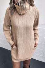 Load image into Gallery viewer, Turtleneck Sweater Dress with Pockets