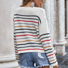 Load image into Gallery viewer, Striped Drop Shoulder Knit Top