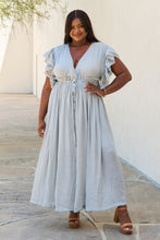 Load image into Gallery viewer, Sweet Lovely By Jen Full Size Drawstring Deep V Butterfly Sleeve Maxi Dress