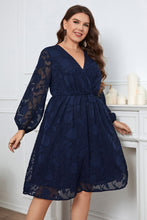 Load image into Gallery viewer, Plus Size Surplice Neck Balloon Sleeve Dress