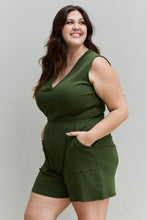Load image into Gallery viewer, Zenana Forever Yours Full Size V-Neck Sleeveless Romper in Army Green