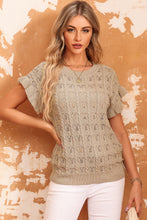 Load image into Gallery viewer, Round Neck Short Sleeve Cable-Knit Top