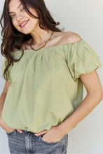 Load image into Gallery viewer, HEYSON Light The Way Off The Shoulder Puff Sleeve Blouse in Lime