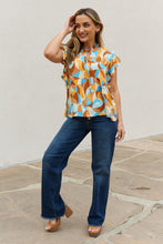 Load image into Gallery viewer, And The Why Full Size Printed Ruffle Baby Doll Top