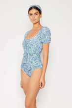Load image into Gallery viewer, Marina West Swim Salty Air Puff Sleeve One-Piece in Blue