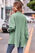 Load image into Gallery viewer, Slit Dropped Shoulder Longline Shirt