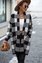 Load image into Gallery viewer, Plaid Dropped Shoulder Cardigan with Pocket