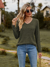 Load image into Gallery viewer, Ribbed V-Neck Long Sleeve Tee
