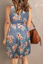Load image into Gallery viewer, Printed Scoop Neck Sleeveless Buttoned Magic Dress