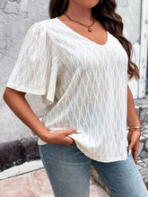 Load image into Gallery viewer, Plus Size V-Neck Puff Sleeve Blouse