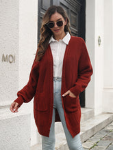 Load image into Gallery viewer, Open Front Rib-Knit Cardigan with Pockets
