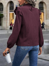 Load image into Gallery viewer, Mock Neck Ruffle Shoulder Blouse