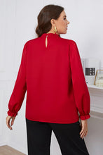 Load image into Gallery viewer, Plus Size Frill Trim Flounce Sleeve Round Neck Blouse