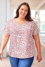 Load image into Gallery viewer, Plus Size Printed V-Neck Short Sleeve Blouse