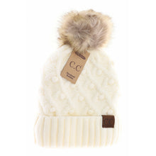 Load image into Gallery viewer, Bobble Knit, Fur Pom Beanie