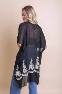 Floral Embroidered Stitched Kimono