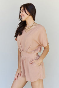 HEYSON Easy Going Front Pleated Romper in Dust Storm