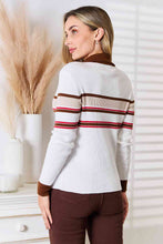Load image into Gallery viewer, Basic Bae Striped Collared Neck Rib-Knit Top