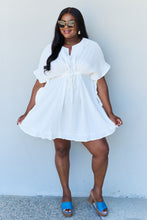 Load image into Gallery viewer, Ninexis Out Of Time Full Size Ruffle Hem Dress with Drawstring Waistband in White