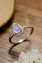 Load image into Gallery viewer, Moonstone Teardrop 925 Sterling Silver Halo Ring
