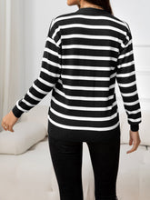 Load image into Gallery viewer, Striped Dropped Shoulder V-Neck Knit Top