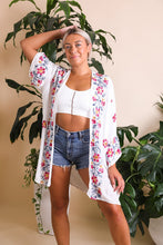 Load image into Gallery viewer, Anemone Embroidered Kimono One Size / White