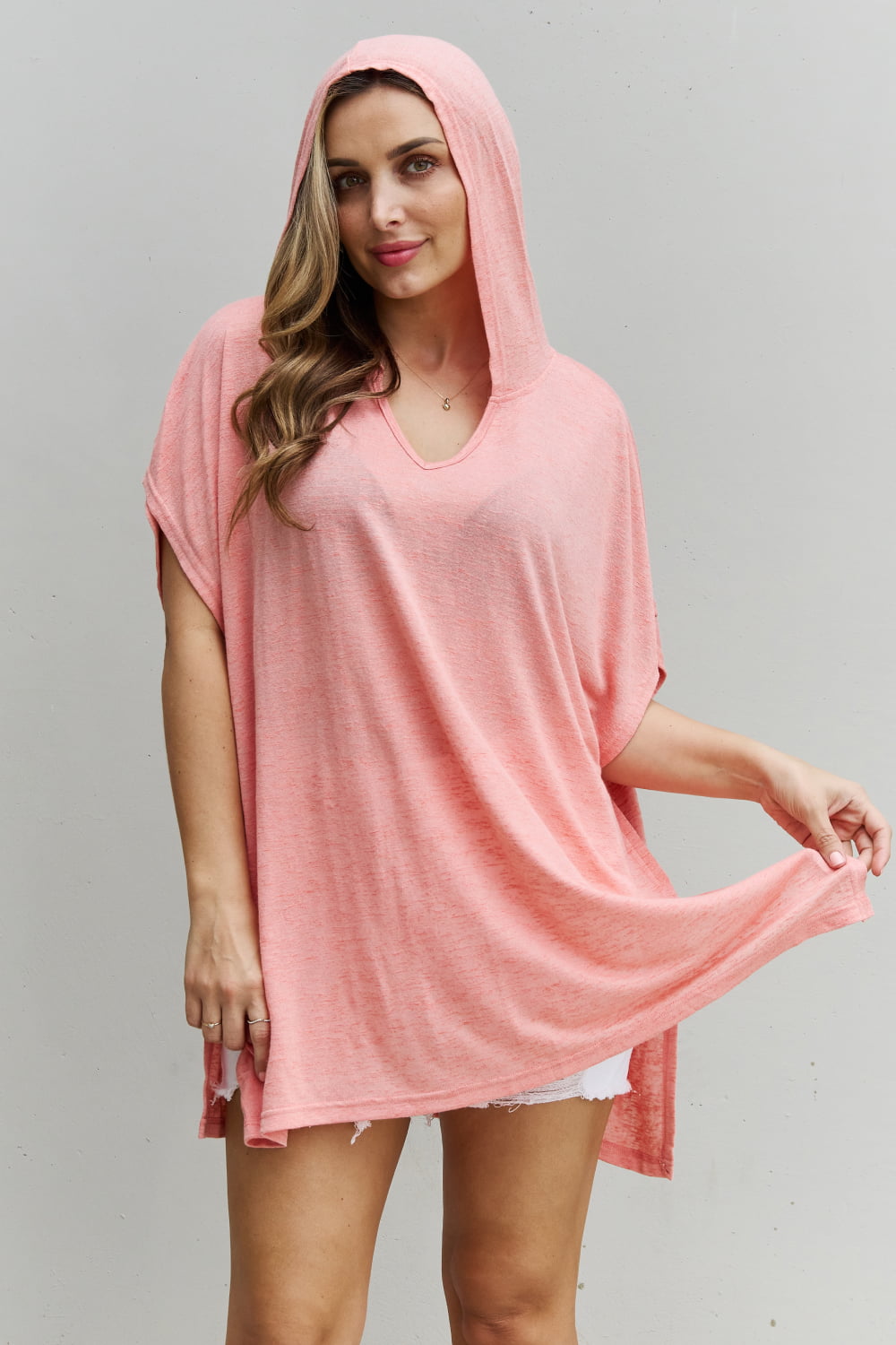 HEYSON Laid Back Full Size Hooded Poncho Top