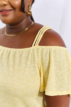 Load image into Gallery viewer, Culture Code On The Move Full Size Off The Shoulder Flare Sleeve Top in Sand Yellow