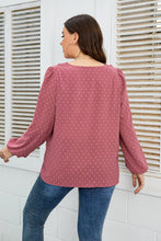 Load image into Gallery viewer, Plus Size Lace Trim V-Neck Balloon Sleeve Blouse