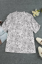 Load image into Gallery viewer, Printed Smocked Mock Neck Blouse