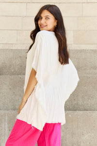 HEYSON Summer is Calling Full Size Wash Gauze Open Front Kimono in Off White