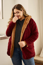 Load image into Gallery viewer, Plus Size Hooded Longline Teddy Jacket