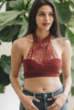 Load image into Gallery viewer, Baroque High Neck Bralette XS/S / Wine Red