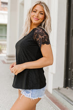 Load image into Gallery viewer, V-Neck Short Sleeve Lace Trim Blouse